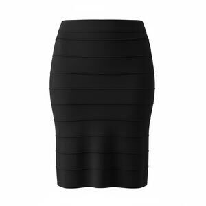 NY Collection Women Black Banded Pencil Mini Skirt Size M - NWT